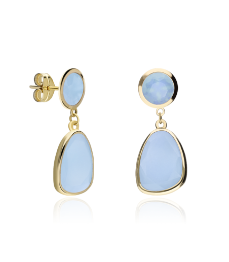 PENDIENTES "ROSEVILLE" ORO 18K CUARZO AZUL