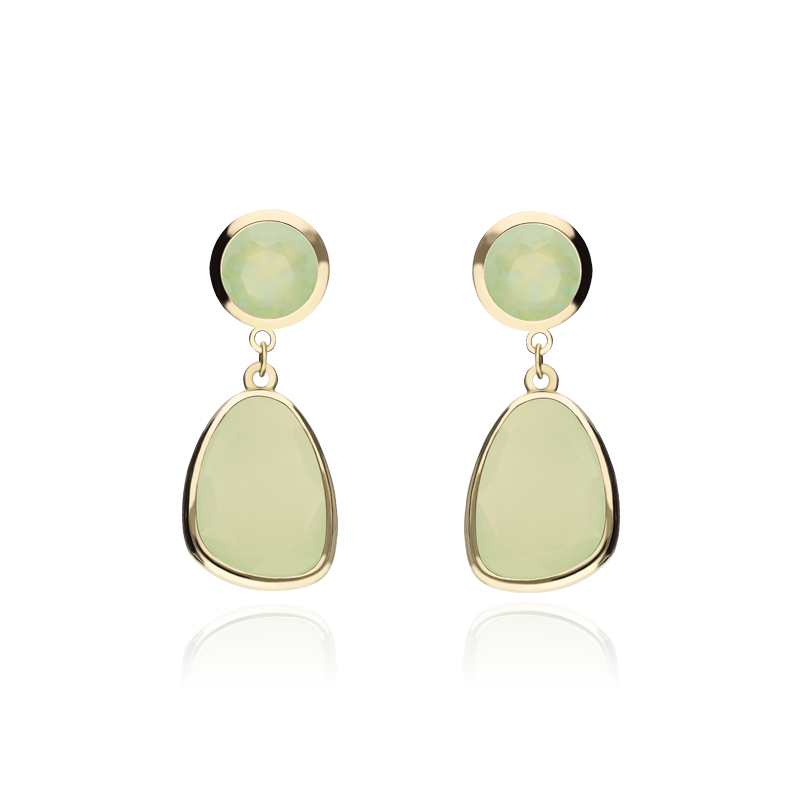 PENDIENTES "ROSEVILLE" ORO 18K CUARZO VERDE