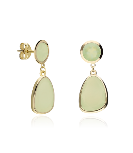 PENDIENTES "ROSEVILLE" ORO 18K CUARZO VERDE