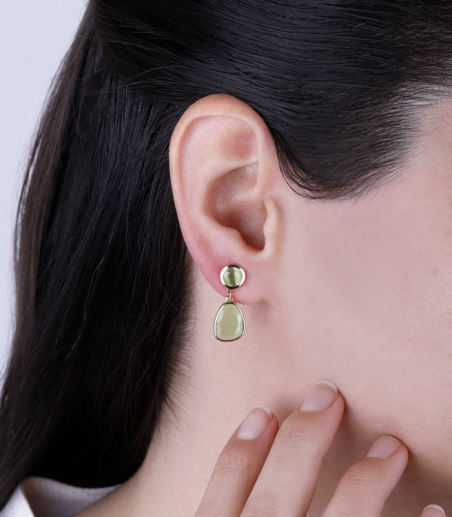 PENDIENTES "ROSEVILLE" ORO 18K CUARZO VERDE