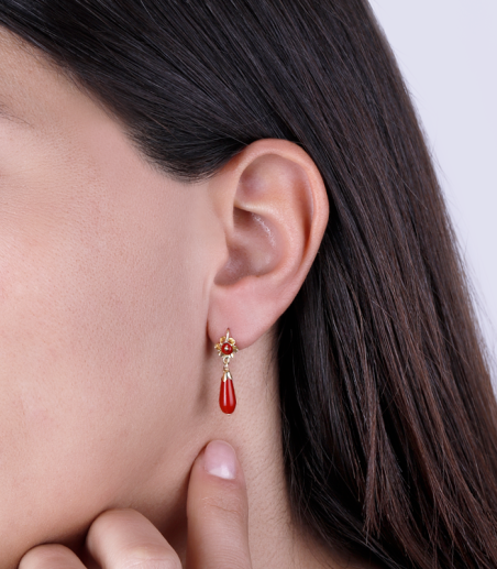 PENDIENTES "ALBA" ORO 18K Y CORAL