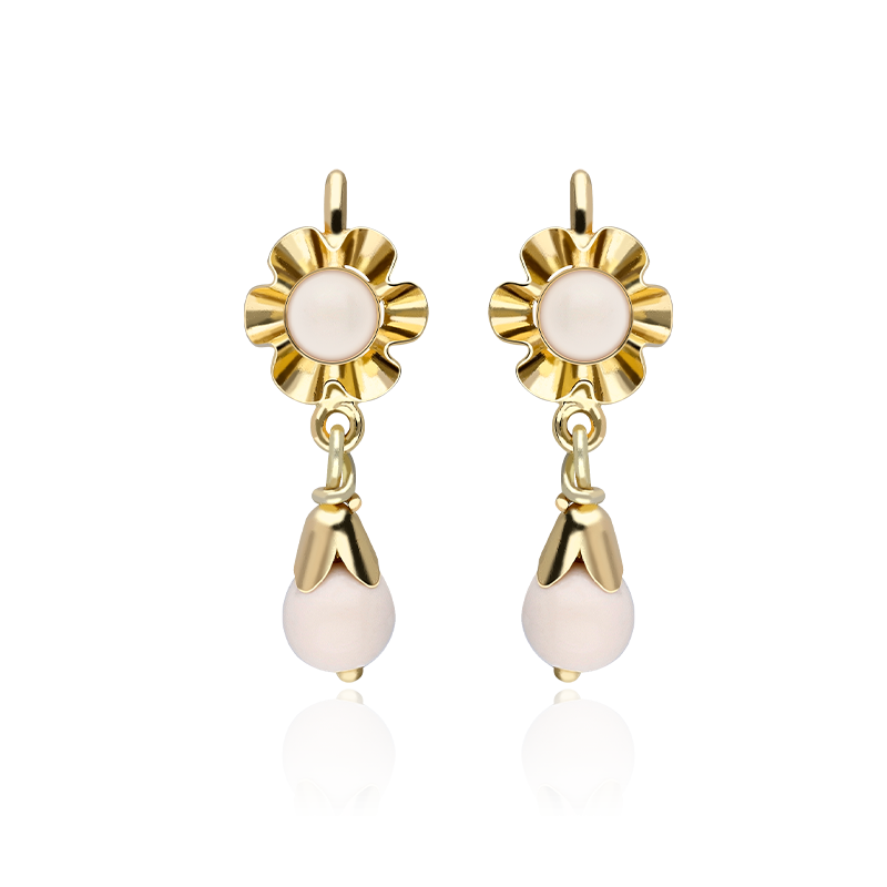 PENDIENTES "CARMINA" ORO 18K CORAL BLANCO