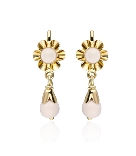 PENDIENTES "CARMINA" ORO 18K CORAL BLANCO