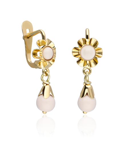 PENDIENTES "CARMINA" ORO 18K CORAL BLANCO