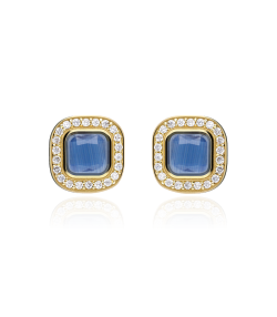 PENDIENTES "SQUARE" ORO 18K Y SPINEL AZUL