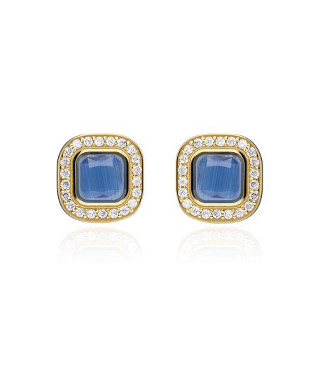 PENDIENTES "SQUARE" ORO 18K Y SPINEL AZUL