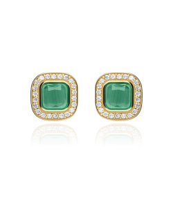 PENDIENTES "SQUARE" ORO 18K Y SPINEL VERDE