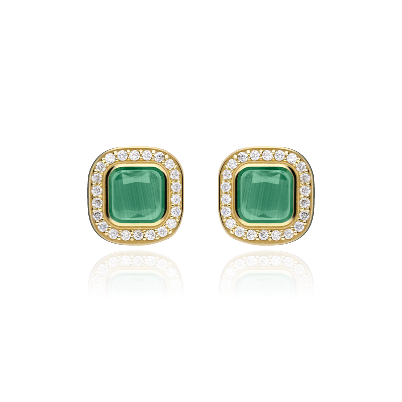 PENDIENTES "SQUARE" ORO 18K Y SPINEL VERDE