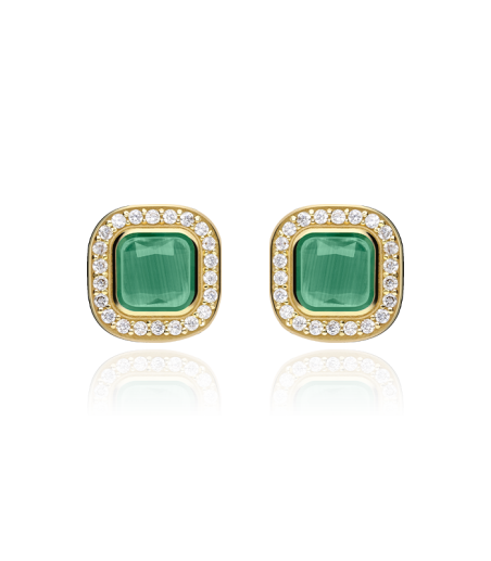 PENDIENTES "SQUARE" ORO 18K Y SPINEL VERDE