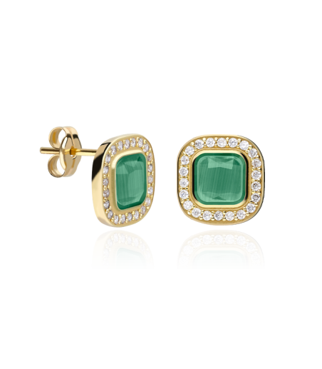 PENDIENTES "SQUARE" ORO 18K Y SPINEL VERDE