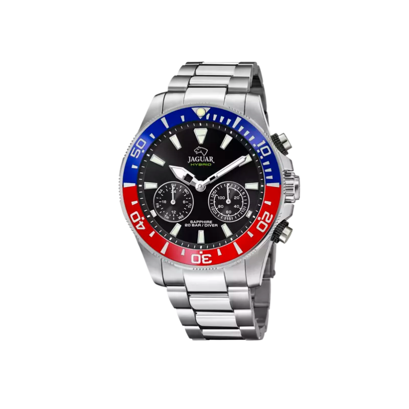 Reloj Jaguar Hombre Negro con Tonos Dorados y Correa de Piel - J881/1