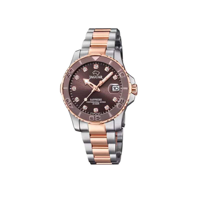 RELOJ JAGUAR WOMAN MARRON CORREA DE ACERO MUJER J871/2