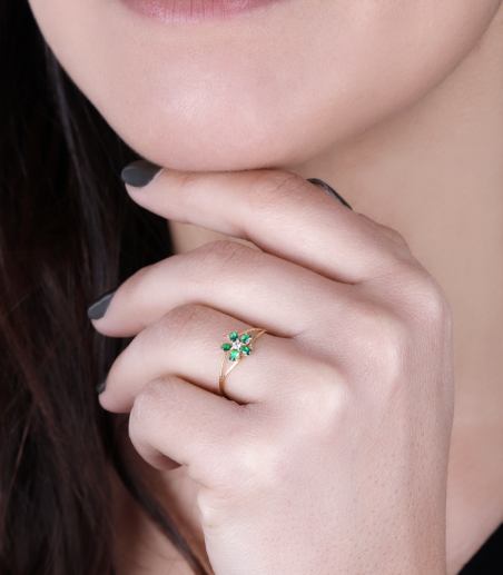 ANILLO "SURPRISE" ORO 18K CIRCONITAS VERDES