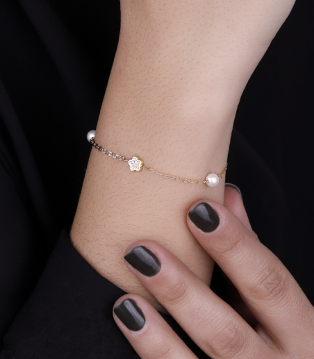 Pulsera Oro 18k Circonitas y Perlas Cultivadas "Camila"