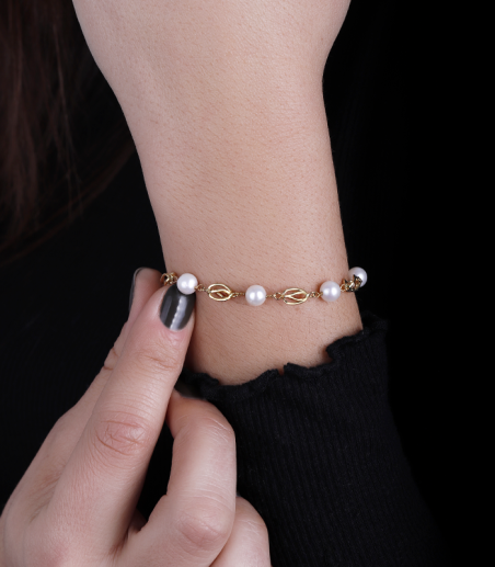 Pulsera Oro 18k y Perlas Cultivadas "Clouds"