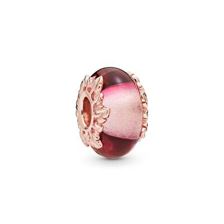 CHARM PANDORA CRISTAL DE MURANO ROSA Y HOJAS 788244