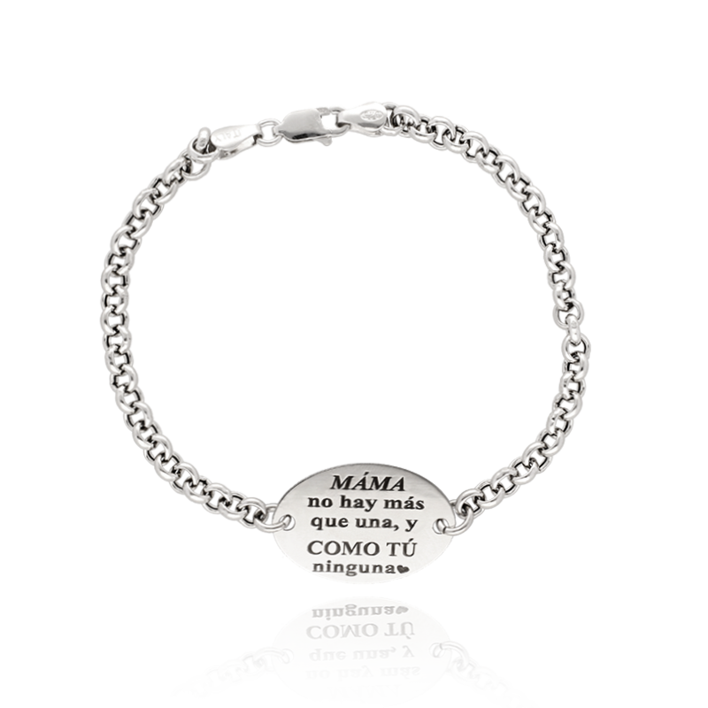 Pulsera "Mamá no hay más que una" Plata de Ley