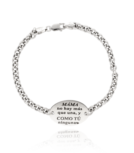 Pulsera "Mamá no hay más que una" Plata de Ley