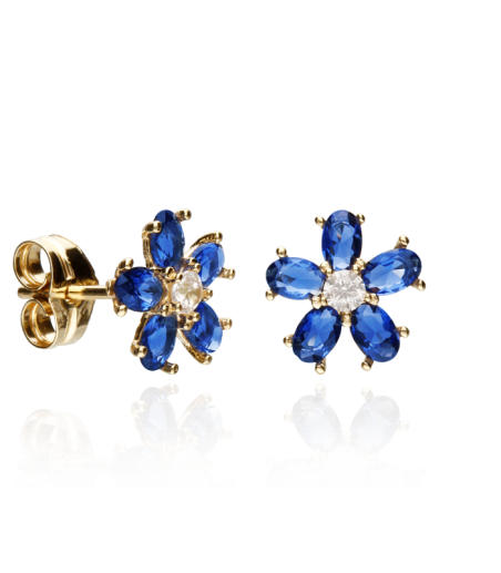 PENDIENTES "SURPRISE" ORO 18K CIRCONITAS AZULES