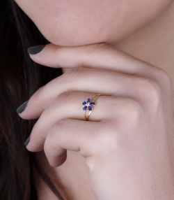 PENDIENTES "SURPRISE" ORO 18K CIRCONITAS AZULES