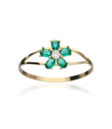 CONJUNTO "SURPRISE" ORO 18K CIRCONITAS VERDES