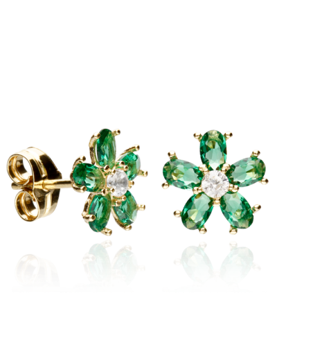 CONJUNTO "SURPRISE" ORO 18K CIRCONITAS VERDES