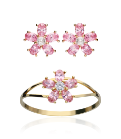 CONJUNTO "SURPRISE" ORO 18K ROSAS DE FRANCIA