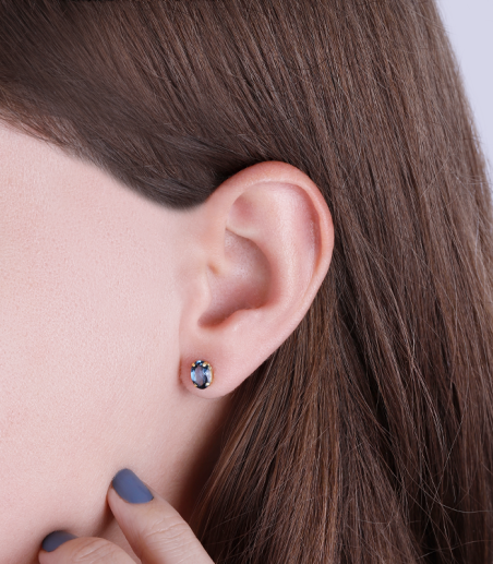 Pendientes Oro 18k y piedra London Blue