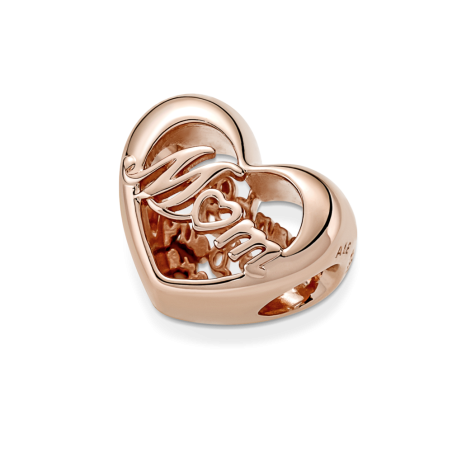 CHARM PANDORA PLATA DE LEY ROSE 14K CORAZON GRACIAS MAMA 781451C00