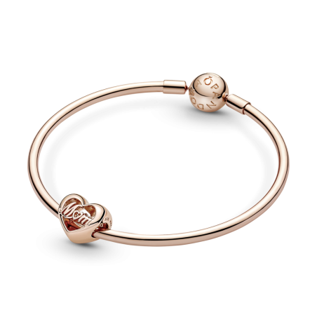 CHARM PANDORA PLATA DE LEY ROSE 14K CORAZON GRACIAS MAMA 781451C00