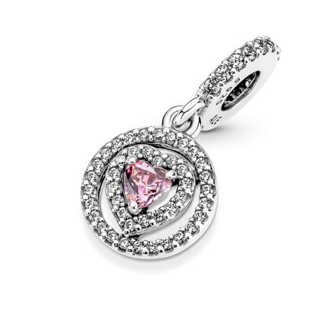 CHARM PANDORA COLGANTE PLATA CORAZON DOBLE HALO BRILLANTE 791476C01