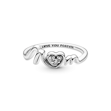 Anillo Pandora plata de ley mama corazón pavé 191149C01
