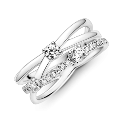 ANILLO PANDORA PLATA DE LEY TRIPLE BANDA BRILLANTE 199400C01