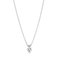 COLLAR EN PLATA DE LEY COLGANTE CORAZÓN DOBLE BRILLANTE 391229C01-45