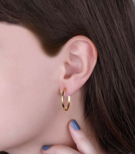 PENDIENTES "HIGH POINT" ARO 22MM ORO 18K