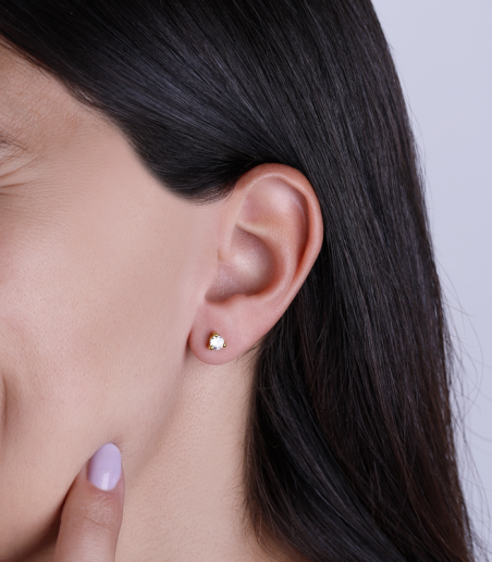 Pendientes Oro 18k y circonitas 4mm "Three"