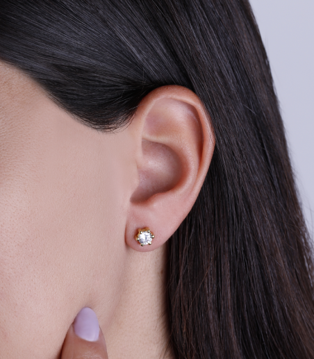 Pendientes Oro 18k y circonitas 5mm "Sixty"