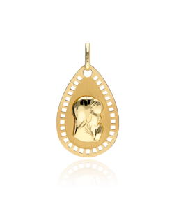 MEDALLA "VIRGEN NIÑA" LÁGRIMA CALADA ORO 18K