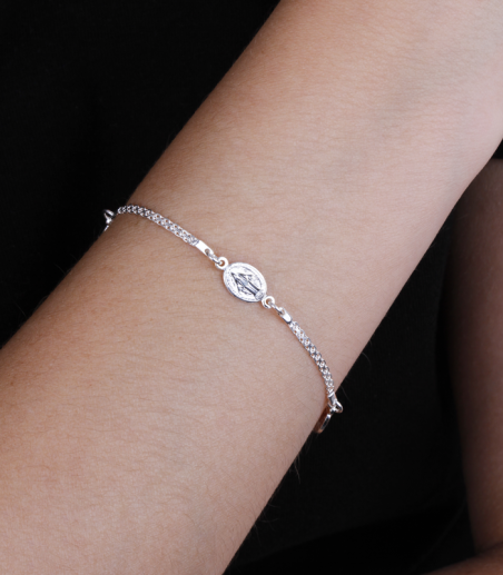 PULSERA PLATA DE LEY CON VIRGENES MILAGROSAS 0610797