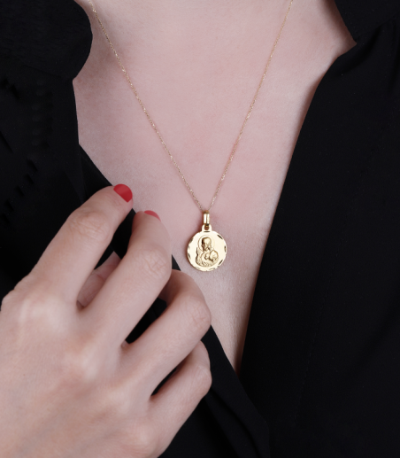 Escapulario Oro 18k 16mm "Virgen del Carmen y Jesús"