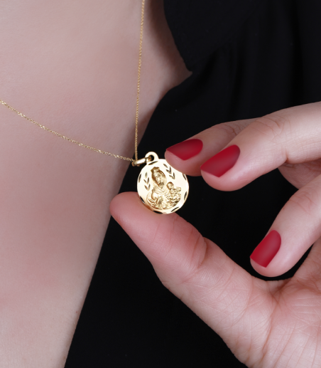 Escapulario Oro 18k 16mm "Virgen del Carmen y Jesús"