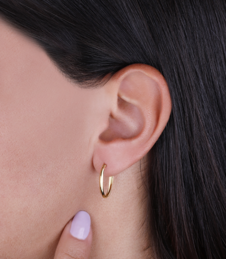 PENDIENTES "HIGH POINT" ARO 18MM ORO 18K