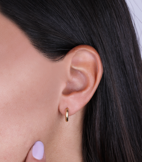 PENDIENTES "HIGH POINT" ARO 12MM ORO 18K