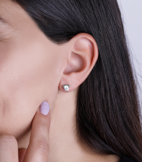 Pendientes Oro Blanco 18k y circonita 5mm "Three"