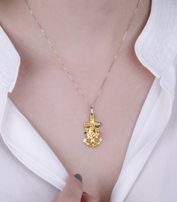 CRUZ MARINERA "VIRGEN DEL CARMEN" ORO 18K PEQUEÑA