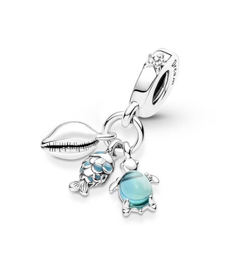 PANDORA CHARM TRIPLE TORTUGA PEZ Y CONCHA 791697C01