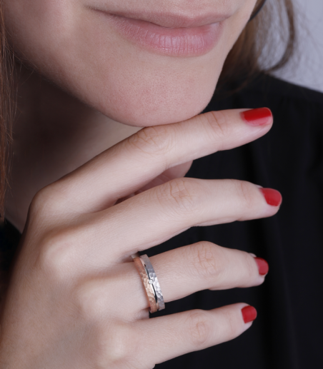 Alianza "Nexo" Oro bicolor 18k y diamante 3100181