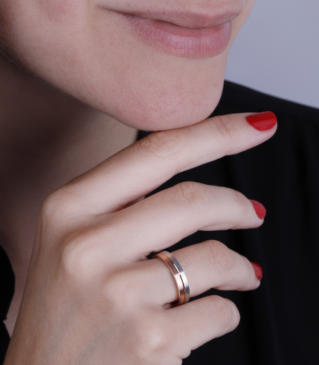 Alianza Nexo Oro Rosa y Blanco 18k 4 mm