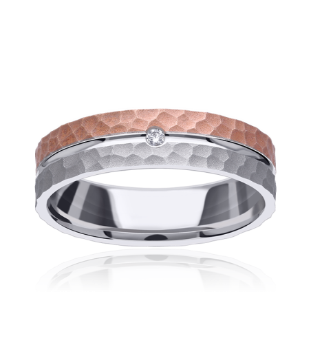 Alianza "Nexo" Oro bicolor 18k y diamante 3100181