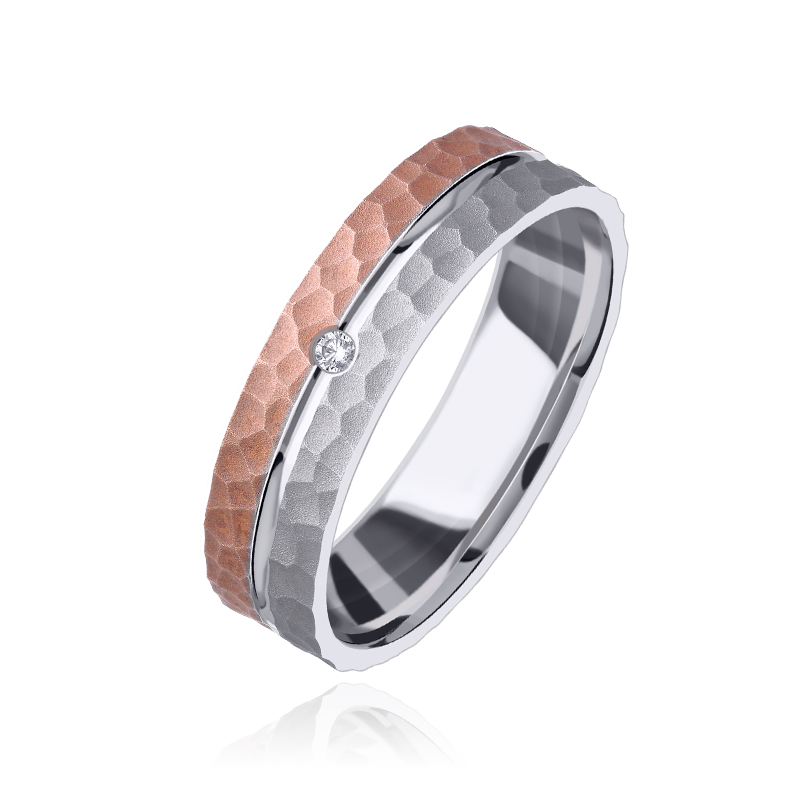 Alianza "Nexo" Oro bicolor 18k y diamante 3100181